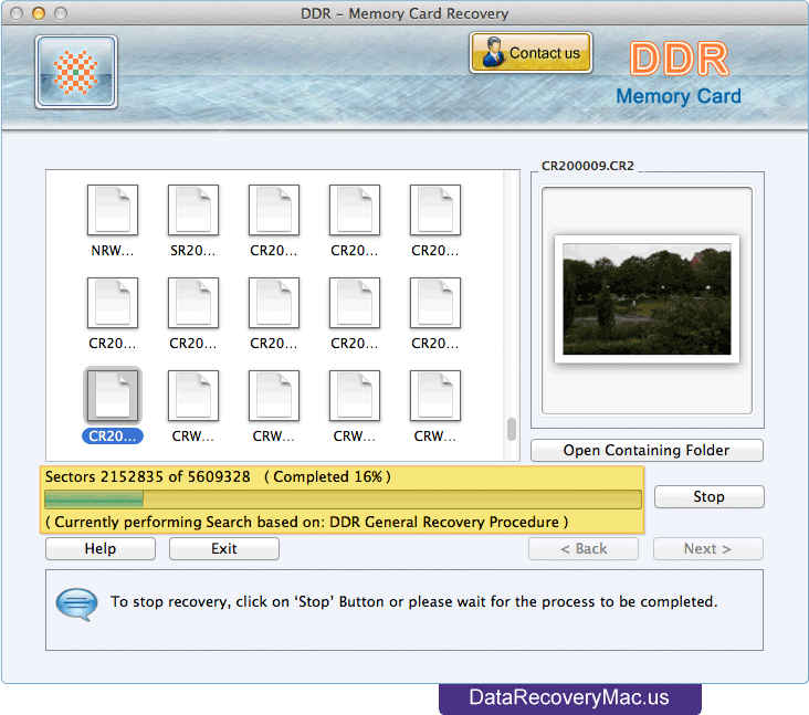 Mac Data Recovery for Memory Card Screenshots